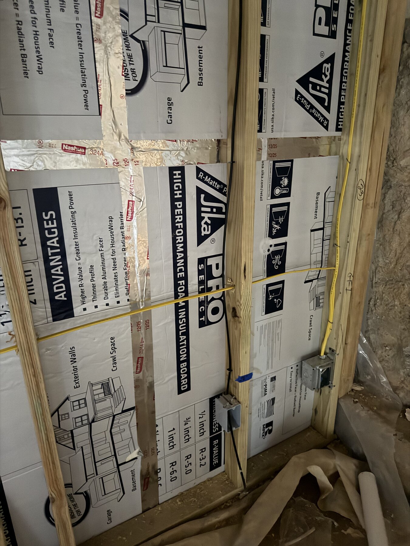 Cat6 cable runs prepared before drywall in Blacksburg home
