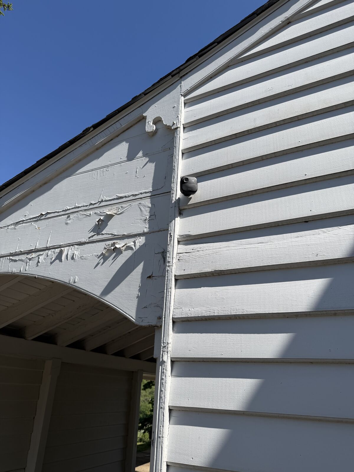 Blink camera — soffit overhang mount
